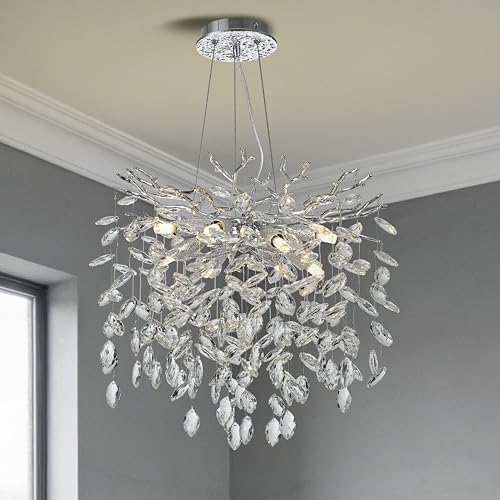 Modern Crystal Tree Branches Chandelier (Silver / Round 18")