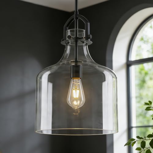 Clear Glass Pendant Light Fixtures with Oversize Glass lmpshade