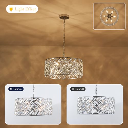 Chrome Crystal Chandelier 18" Drum 6 (Medium Drum Chrome)