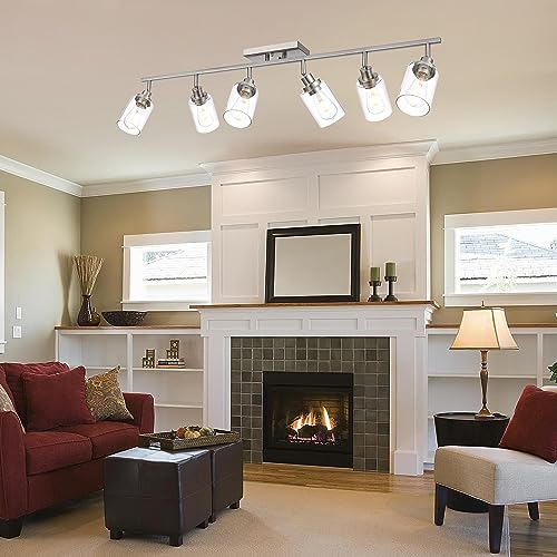 6 Light Track Lighting Kit Brushed Nickel with Rotatable Light Head (Brushed Nickel / 6-Light)