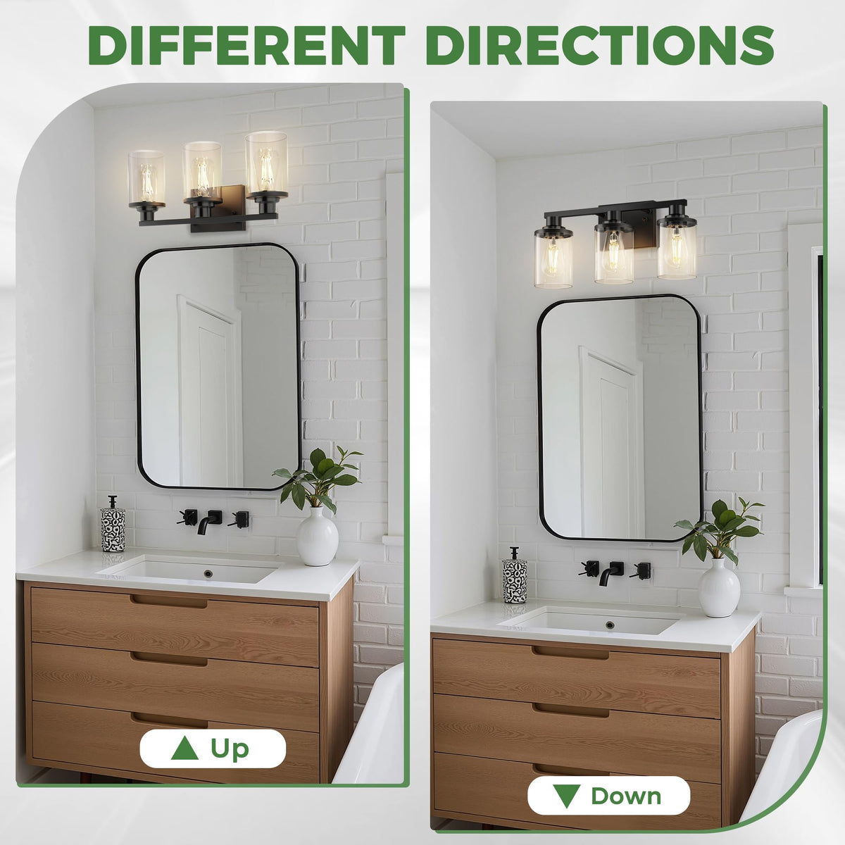 Bathroom Vanity Light with 3 Bulbs 17 Inch Black Mirror Light (Black / 3-Light)