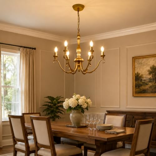 Farmhouse Vintage Antique Brass Chandelier