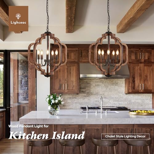 20.5" Farmhouse Vintage Chandelier 5 (Textured-Brown / D20" x H24" 5-Light)