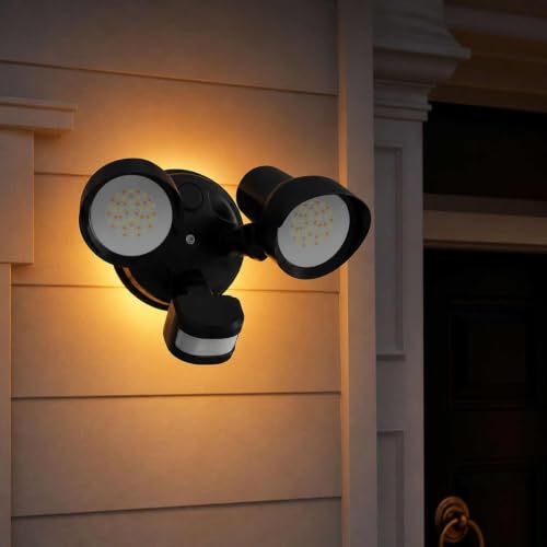 Metal Heads Motion Sensor Outdoor Lights 30W 3600LM 120V ETL Listed