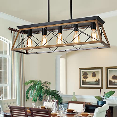 Farmhouse Chandeliers for Dining Room (Walnut)