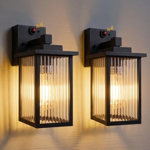 2 Pack 13" Motion Sensor Dusk to Dawn Porch Light Black (Black / 13 inches)