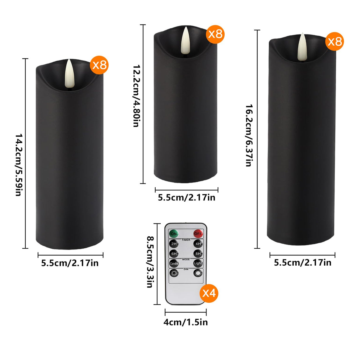 Halloween Flickering Flameless Candles - 24 Pack, Black