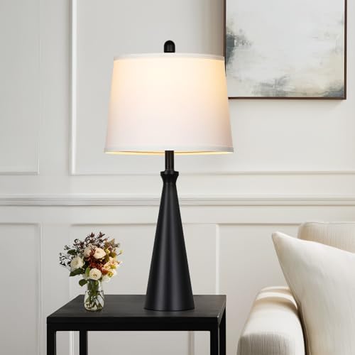 28" Black Touch Table Lamp with USB A+C Ports (A Black-1PK)