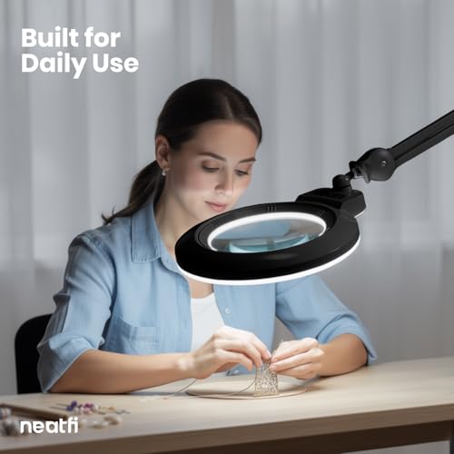LED Magnifying Lamp with Base (Black / 7-inch Lens, Non-CCT with Base)