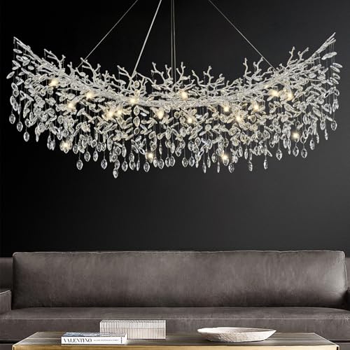Modern Crystal Chandelier (Silver / A-L63 Inch)