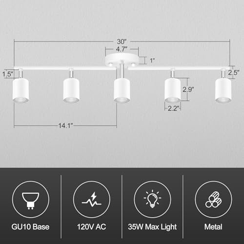 Track Lighting (White / 30" 5 Light Track Light)