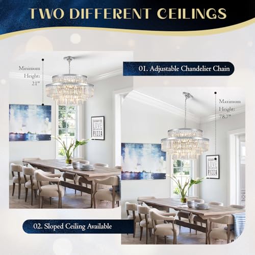 Chrome Crystal Chandeliers 20 Lights 31" Luxury Round Chandelier (Chrome / Large-31”)