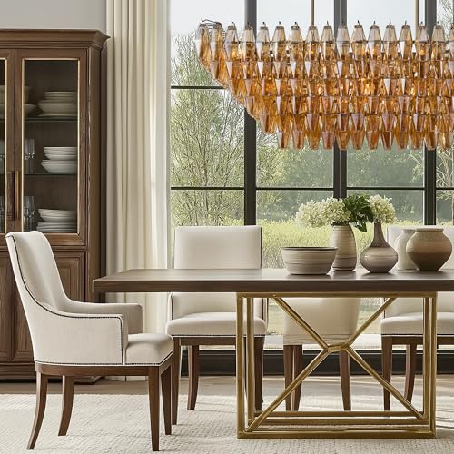 54 Inch Gold Amber Crystal Chandelier with 19 E12 Lights (Amber(L54"-W32"))