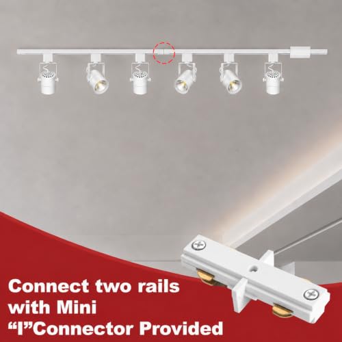 6 Light Track Lighting Kit with 6.6FT H Type Track Lighting Rail and Floating Canopy Connector (White / 6 Lights)