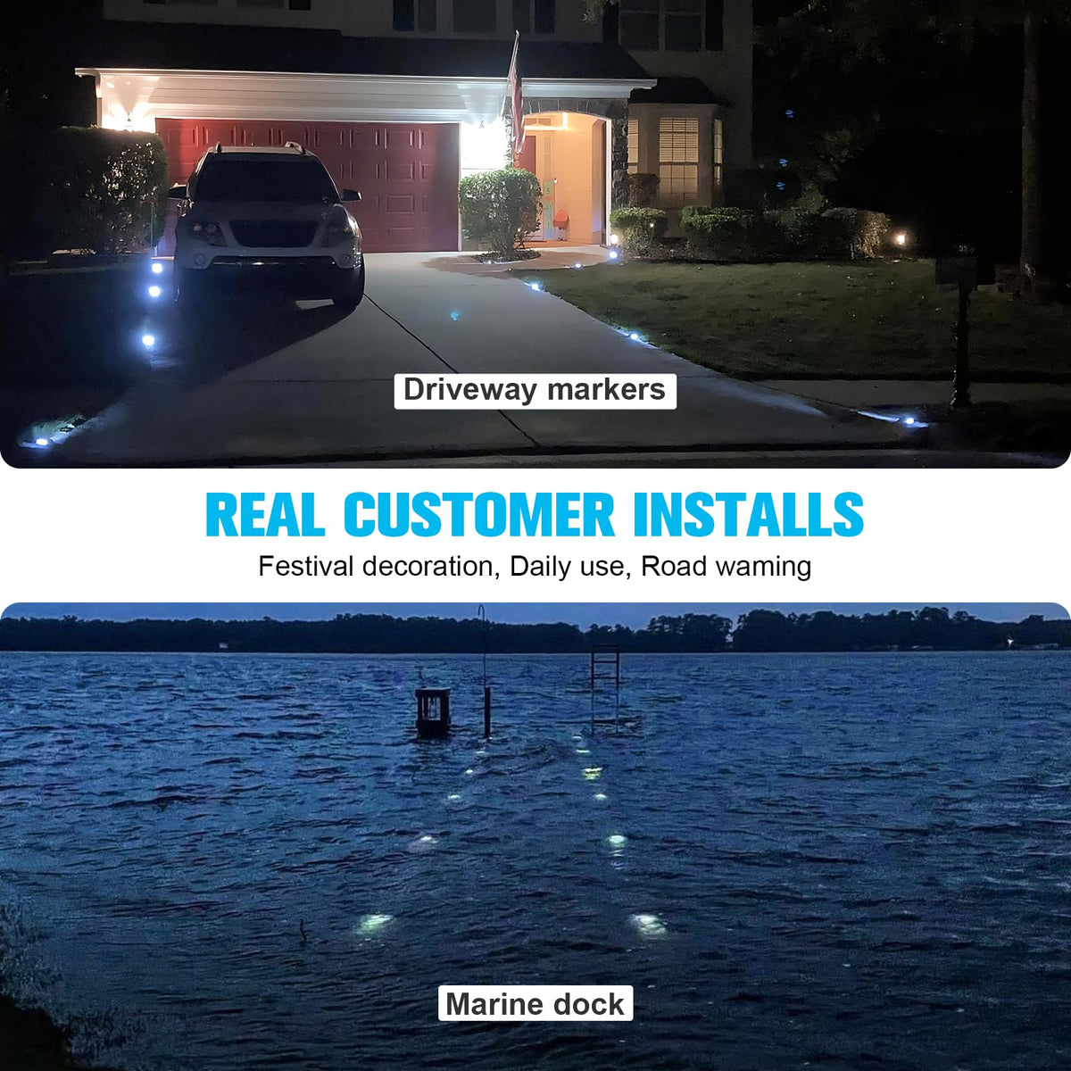 Solar Deck Driveway Dock Lights (Warm White / 4 Pack)