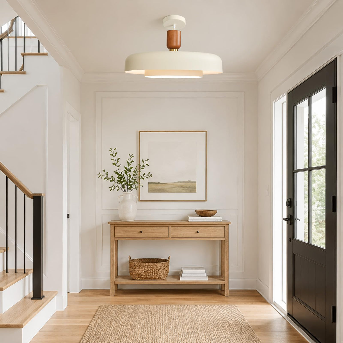 Mid Century Modern Pendant Light (Cream / 20 inches)