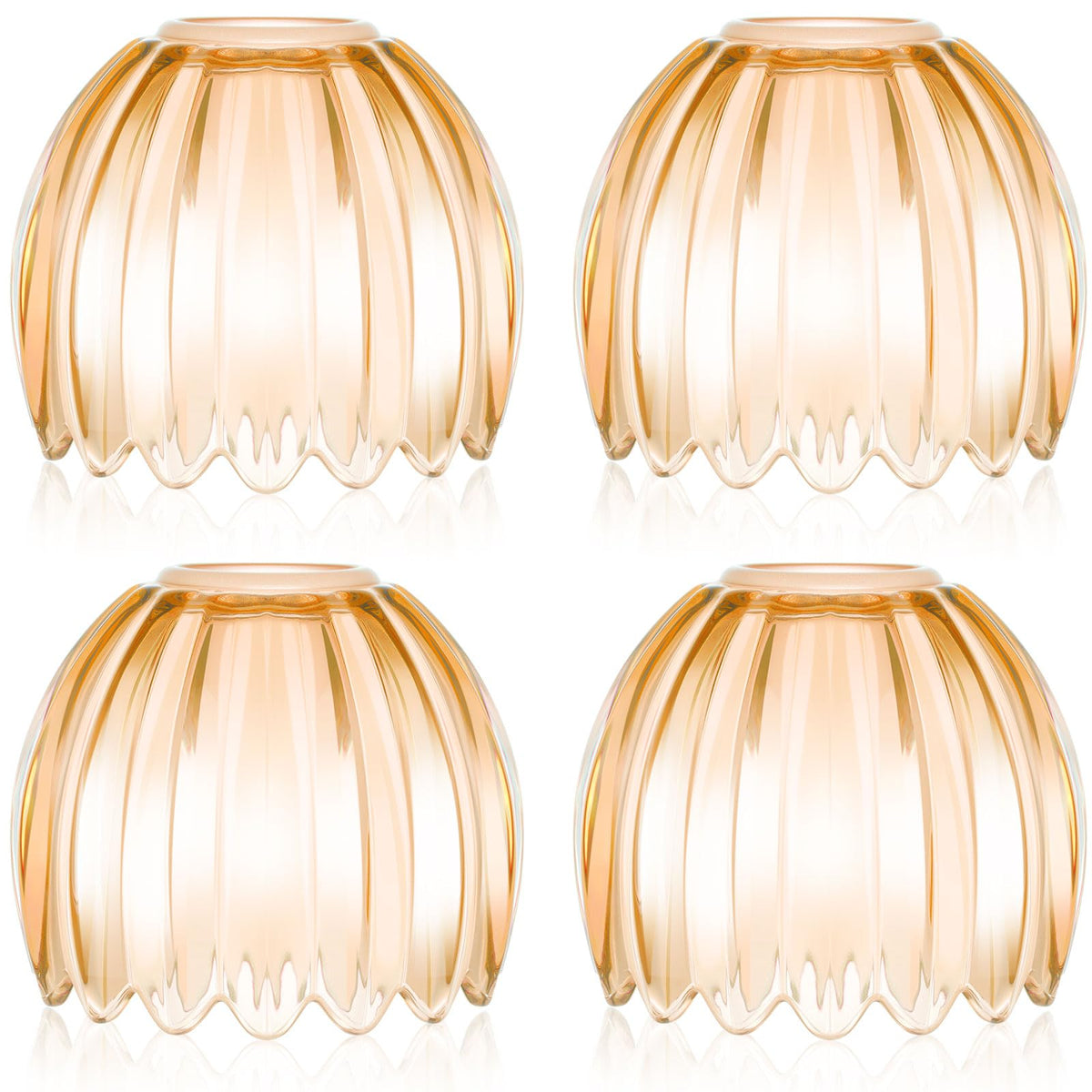 4 Pcs Glass Tulip Lamp Shade (Amber)