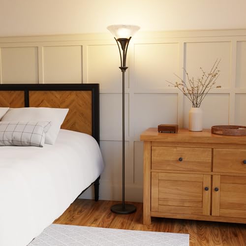 63361 Gatineau 71" Dark Bronze Floor Lamp with Alabaster Glass Shade (Rustic)
