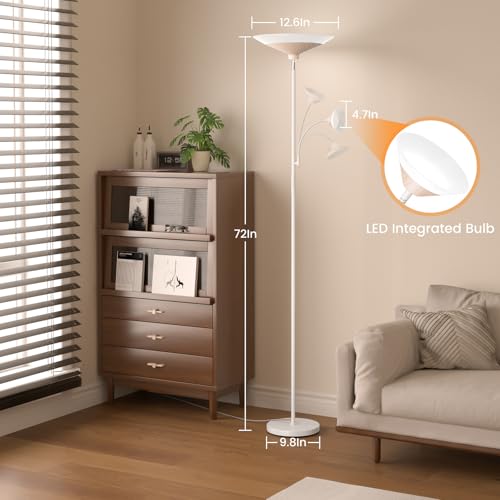 Torchiere Floor Lamp with Wood Grain Shade (Wood Grain)