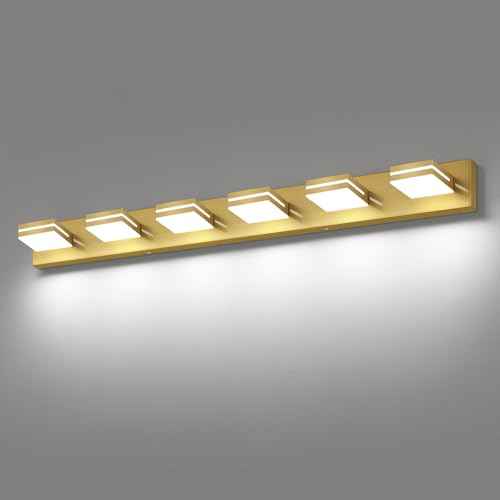 LED Modern Bathroom Vanity Light Fixtures (6-Light, 48-Inch / Brass, White)