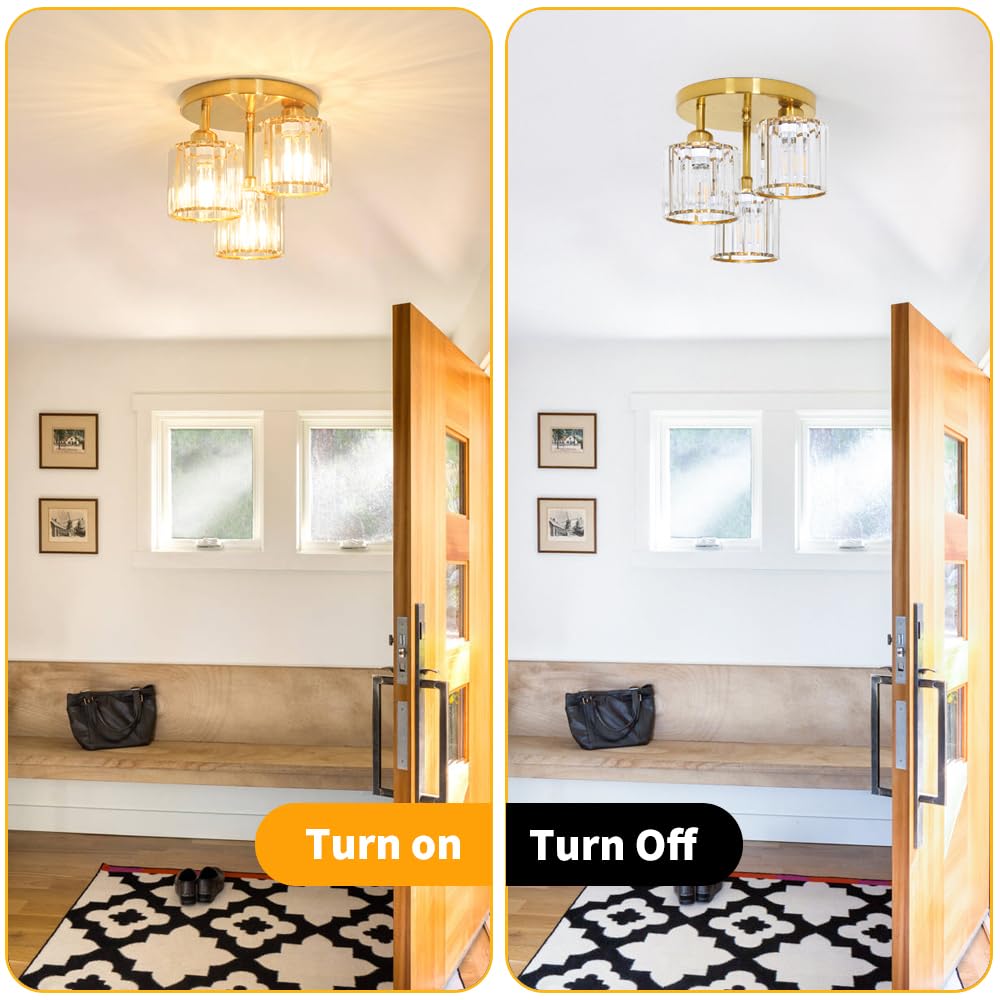 Modern Semi Flush Mount Ceiling Light (3 lights / Gold)
