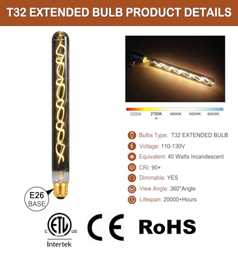 4W Filament 2700K Warm Lights (Electroplated T32 Bubble Lights(dimmable))