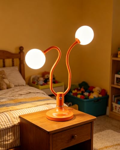 Orange Globe Table Lamp Dimmable Magic DIY Arms G9 Bulbs Included (14-Orange-Globe-2U-Magic DIY Arms)