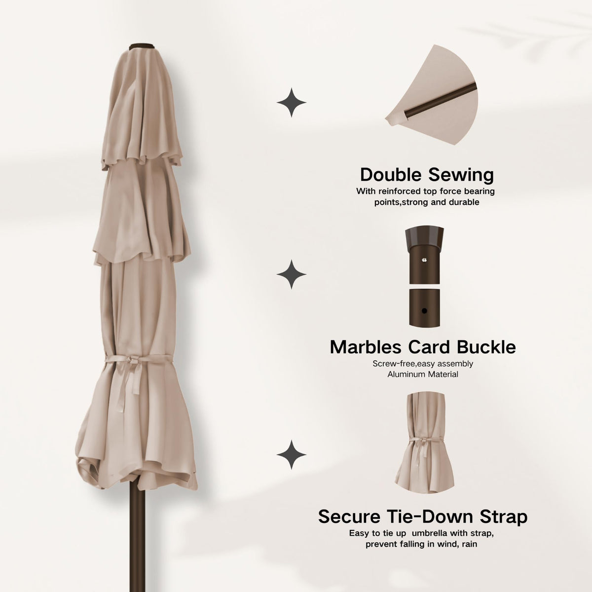 10ft 3 Tier Patio Umbrella (Beige / 10 FT)