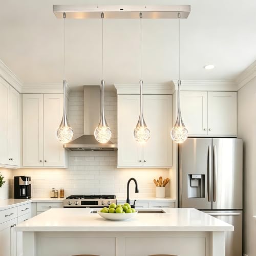 4 Light Brushed Nickel Crystal Pendant Lighting Fixture (Brushed Nickel / Rectangle Pendant 4-Light)