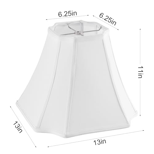 Pure White Linen Square Cut Corner Bell Lamp Shade Medium Lampshade 6.25×6.25''Top13×13''Bottom×11''Hight (Pure White-2 / (6.25*6.25)(13*13)11* 1 Pack)