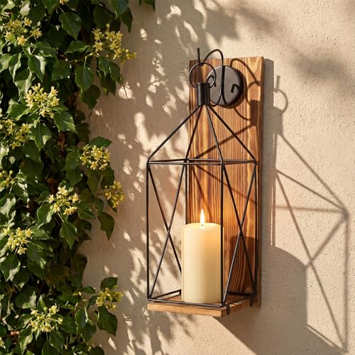 Set of 2 Wall Candle Sconces Farmhouse Wood Candle Holder