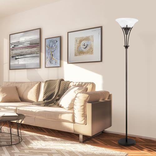 63361 Gatineau 71" Dark Bronze Floor Lamp with Alabaster Glass Shade (Rustic)