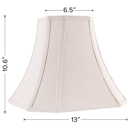 Beige Square Cut Corner Bell Lamp Shade Set of 2 Medium Linen Lampshade 6.5``Top×13``Bottom×10.6``Hight (13IN 2 PACK / Beige)