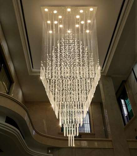 W40 x H120 Glam Chandelier with LED Bulbs Square Chandeliers (Gold / Square W40" X H118")