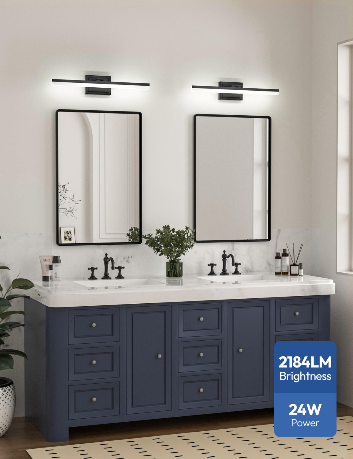 Modern Bathroom Vanity Light 24 inch (Black / 24 inch)