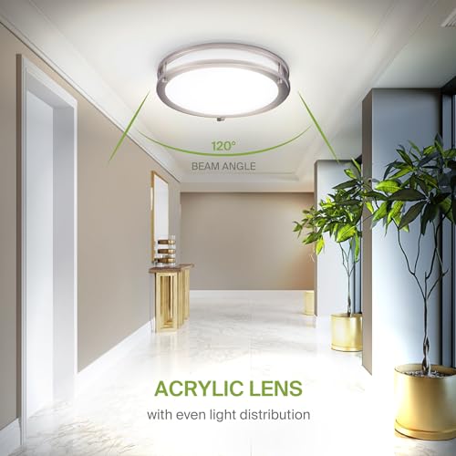 LED 10" Round Flush Mount Lighting (Brushed Nickel)