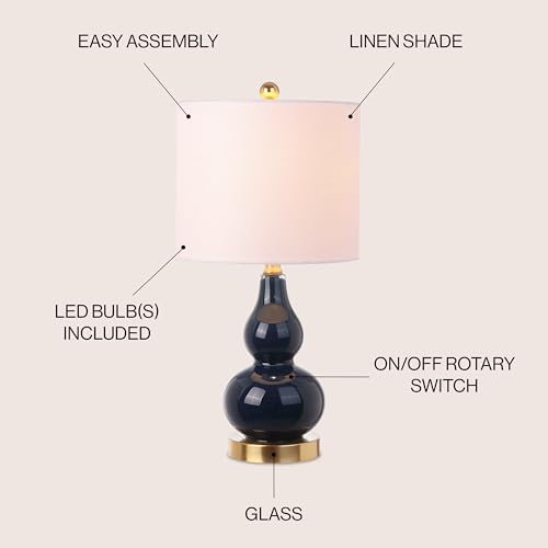 Anya Gourd Glass Table Lamp 20.5" (Single / Navy)
