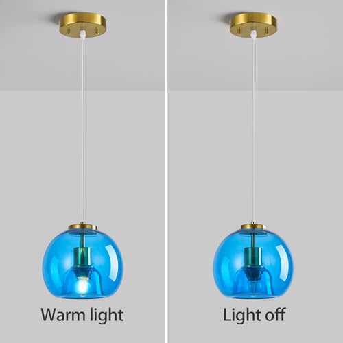 Cobalt Blue Glass Pendant Light Kitchen Island (Cobalt Blue(7.87 in) / 1-Pack)