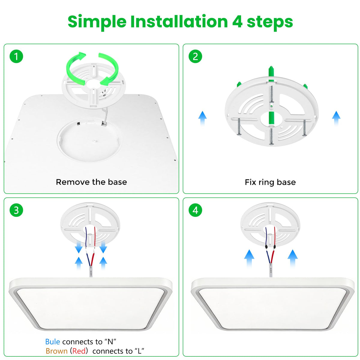 15.7Inch 32W Square LED Ceiling Light Fixtures Flush Mount (Cold White / 15.7 inch White)