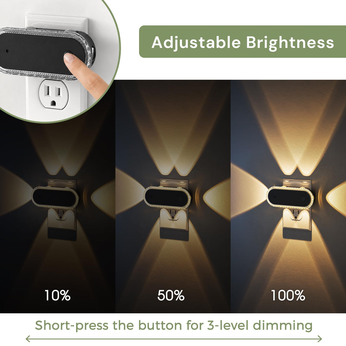 Night Lights Plug into Wall 4 (Black-3000K-4 / 4 Pack)