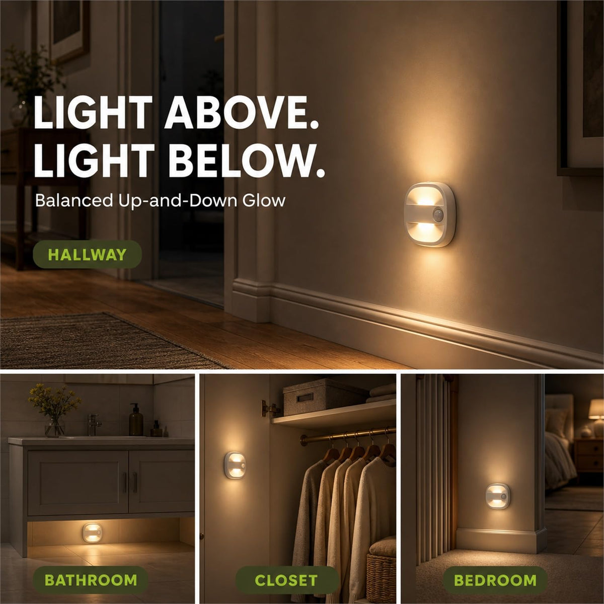 Motion Sensor Light Indoor (White / 4 Pack)