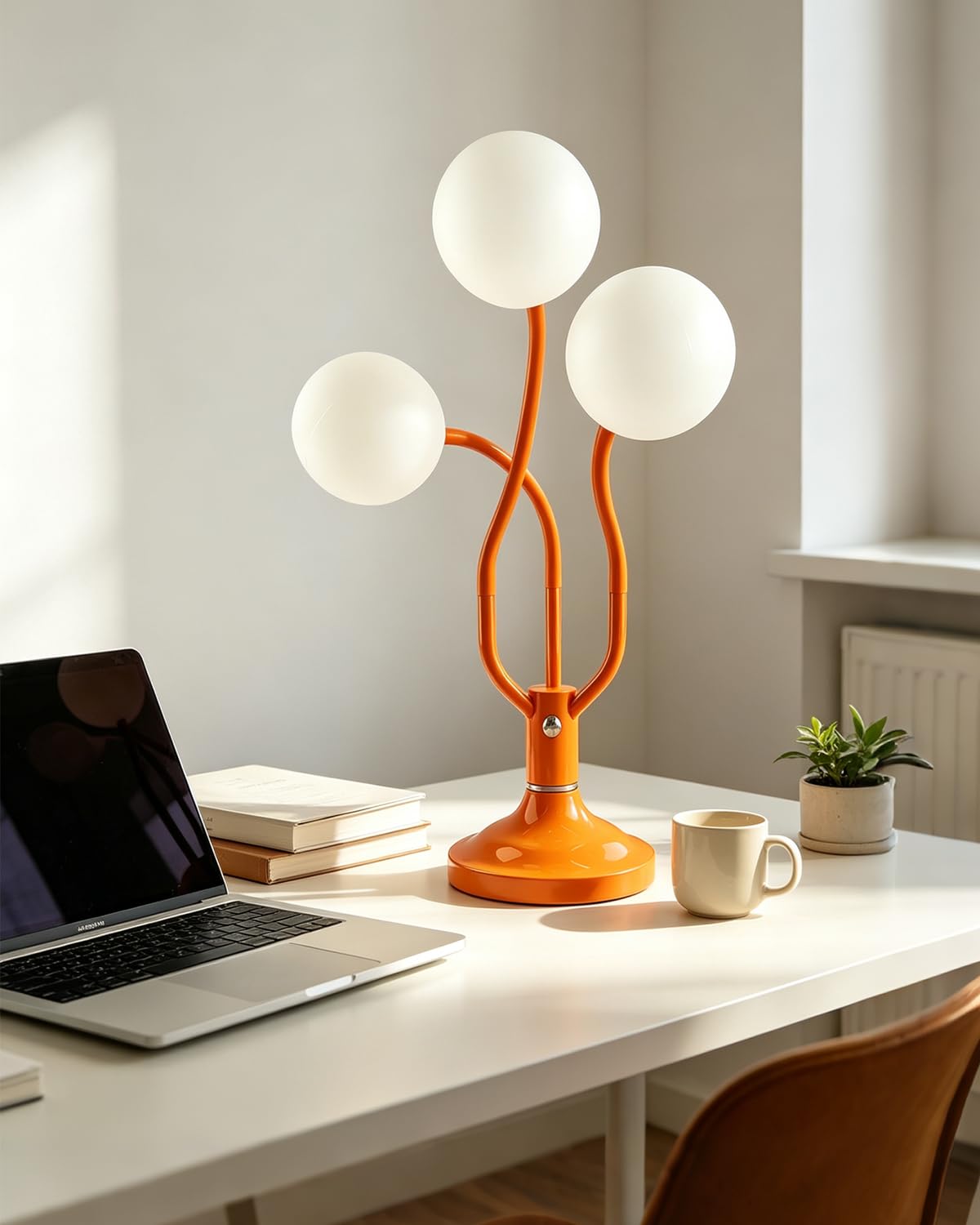 Orange Globe Table Lamp Dimmable Magic DIY Arms G9 Bulbs Included (08-Orange-Globe-3U-Magic DIY Arms)