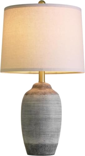 24.5" Vintage Ceramic Table Lamp with 5FT Cord (24.5" Rustic Black & Gray)