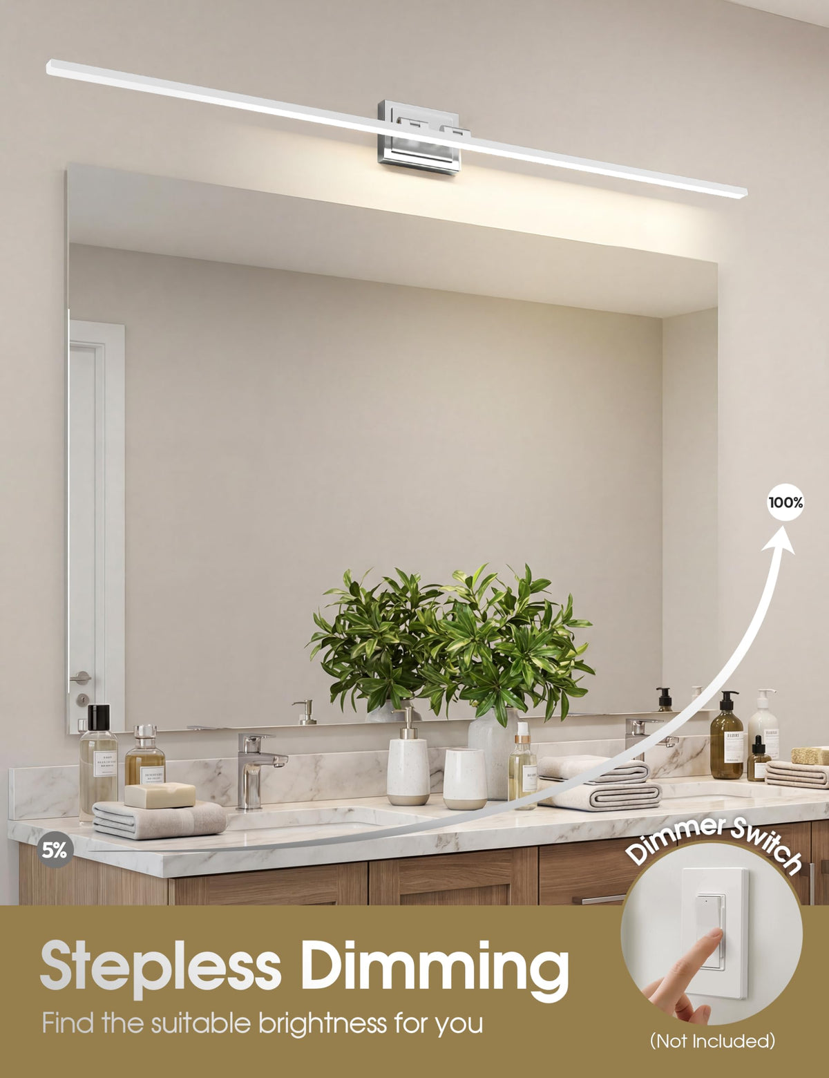 Modern Bathroom Vanity Light 55 inch (Chrome / 55 inch)