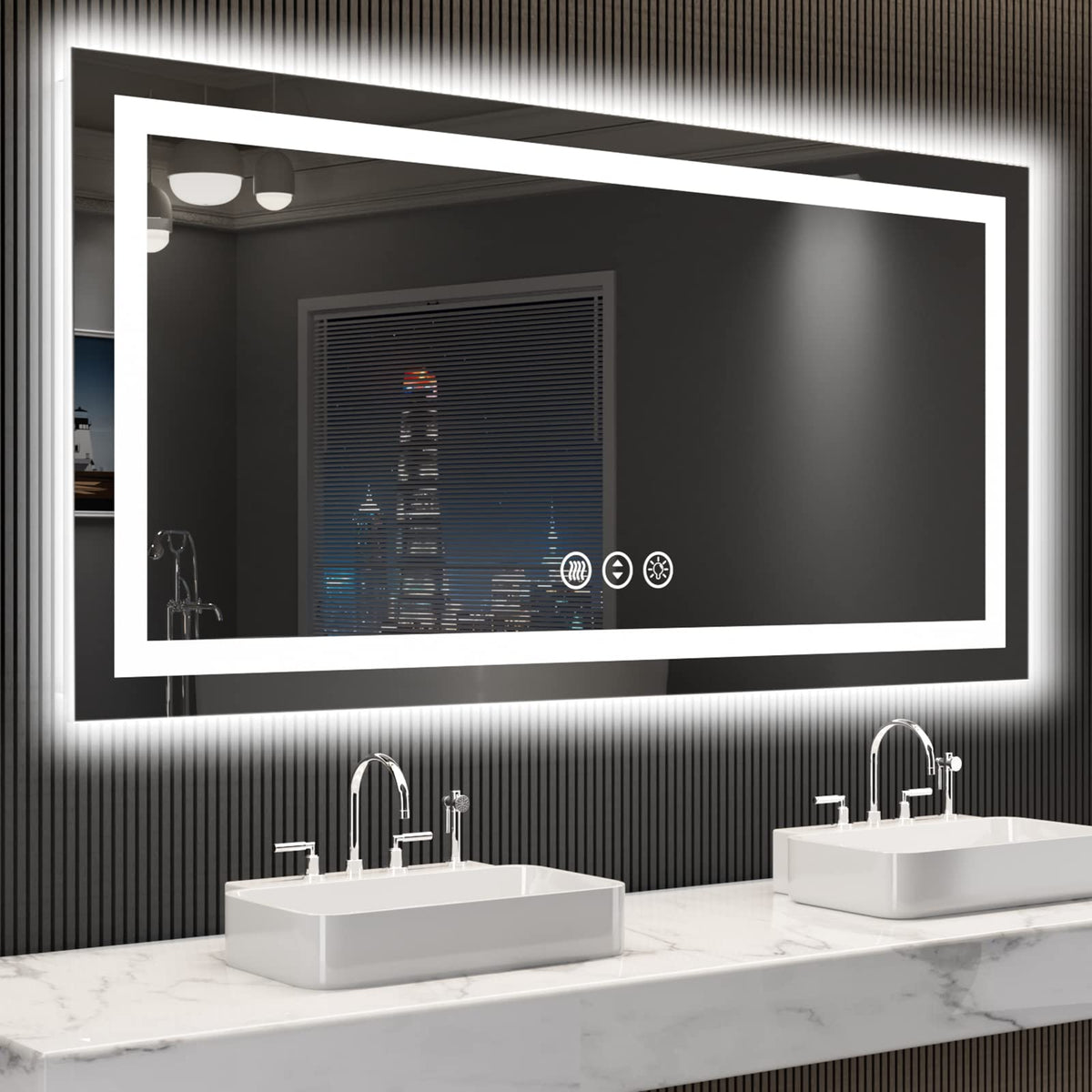 55"X30" LED Bathroom Mirror with Lights (Led / 30"L x 55"W)
