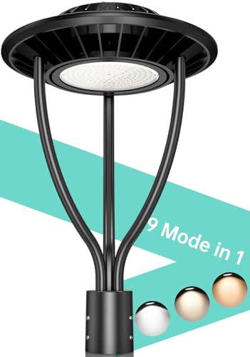 LED Post Top Light ETL Listed 150W 120W 90W Adjustable 3CCT Adjustable Outdoor Pole Lights with Photocell IP65 Waterproof Post LED Fixture for Garden Yard Street Lighting