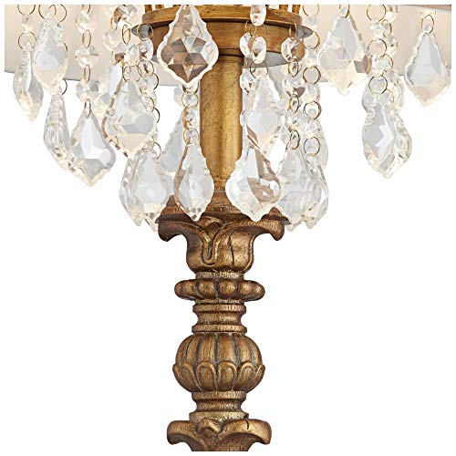 Duval 33" Large Table Lamp Crystal Aged Gold Candlestick French