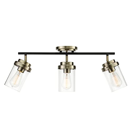 59673 3 Light Track Lighting (Antique Brass, Black)