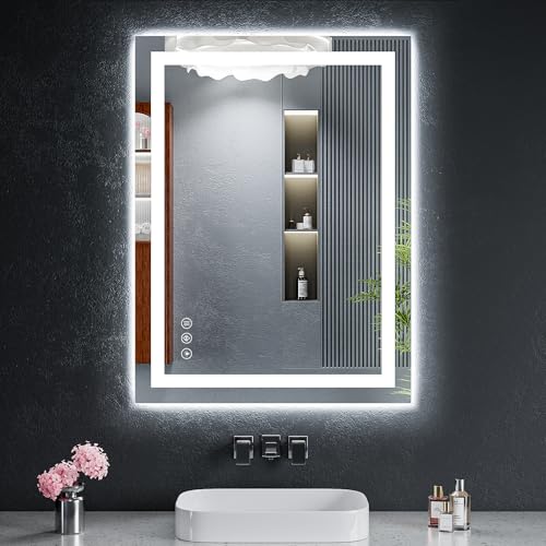 24"x32" LED Bathroom Mirror with Lights (Frontlit & Backlit / 32"L x 24"W)
