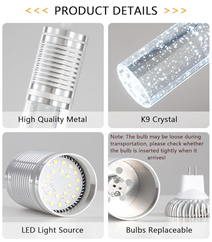 LED Pendant Lighting Modern Pendant Light Mini Crystal Chandeliers Adjustable Pendant Light Fixture for Kitchen Island Dinning Room Bedroom